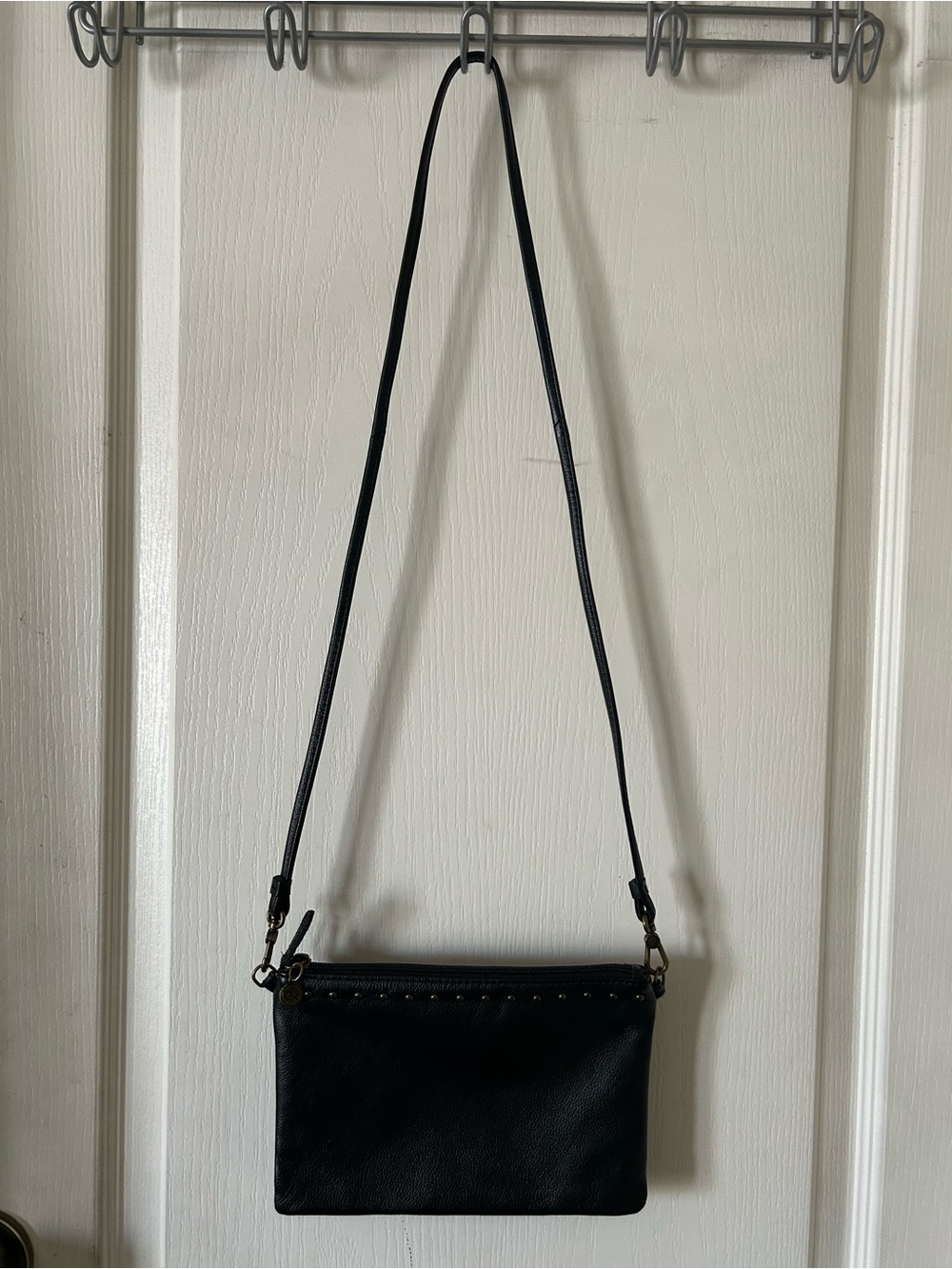 The Sak Black Studded Leather Zip Top Mini Purse